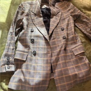 Plaid Double-Breasted Women's Blazer